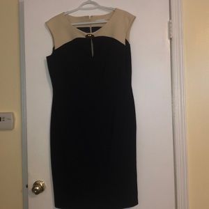 Calvin Klein Navy Blue & Off White Dress